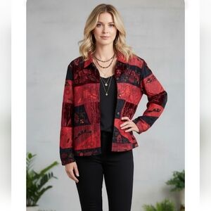 Chico's Silk/Rayon Fully Lined Embroidered Patchwork Jacket. Pre-owed S:3